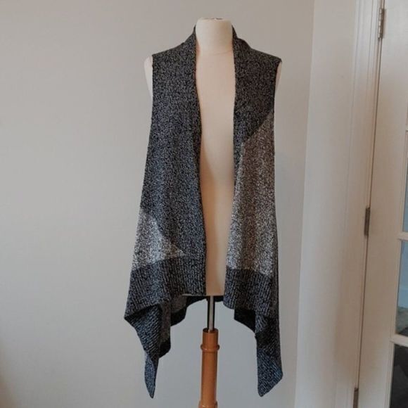 Two by‎ Vince Camuto Open Sleeveless Tunic Sweater Cardigan Color Block - Picture 1 of 9